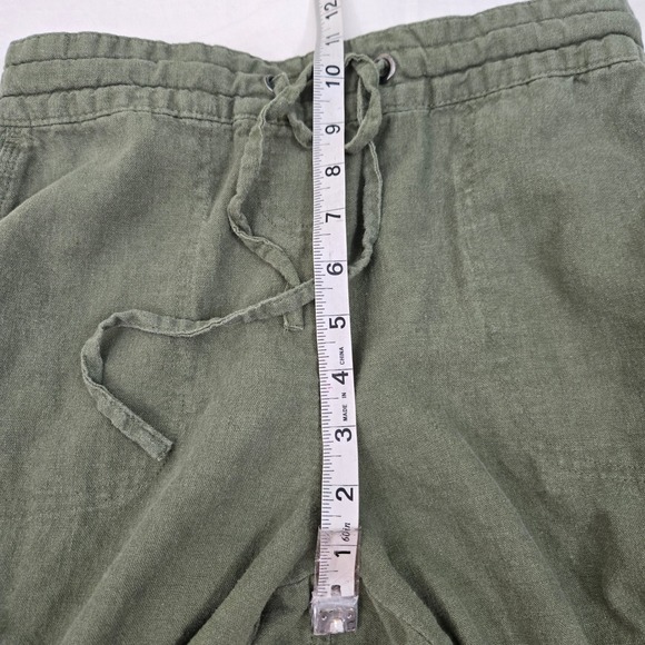 Per Se Womens Linen Blend Cargo Pants Green Drawstring Waist‎ Size S Y2K - Picture 7 of 10